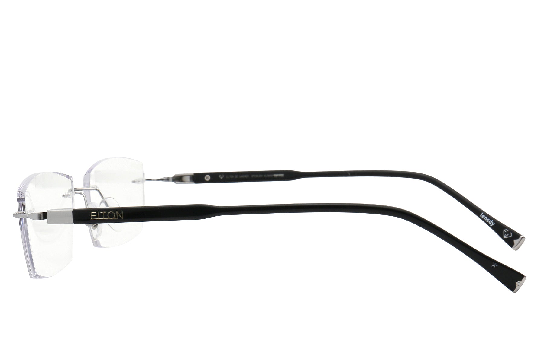 Minimal square rimless glasses - detail view