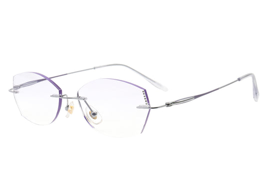 Amethyst lavender rimless glasses - front view