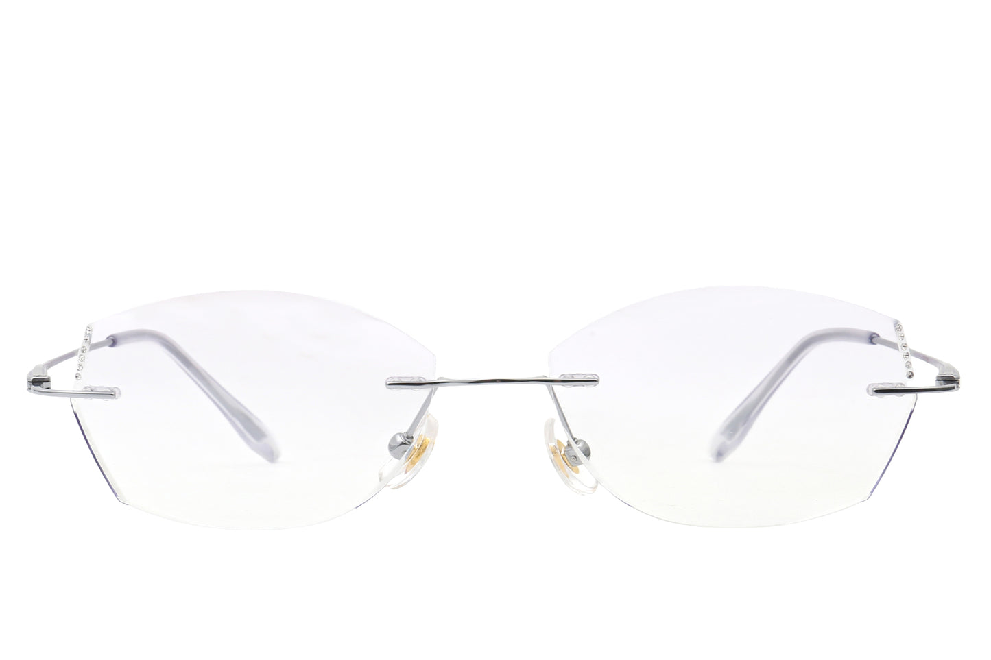 Amethyst lavender rimless glasses - side view