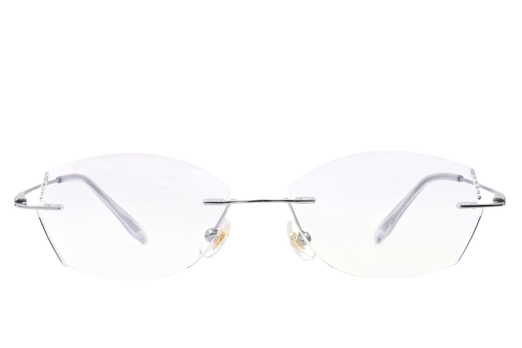 Amethyst lavender rimless glasses - side view