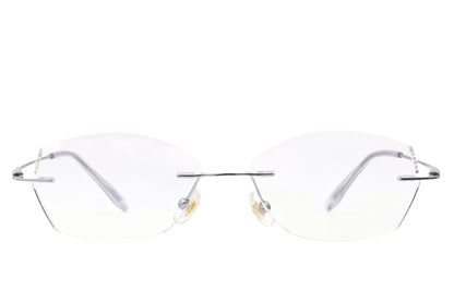 Amethyst lavender rimless glasses - side view