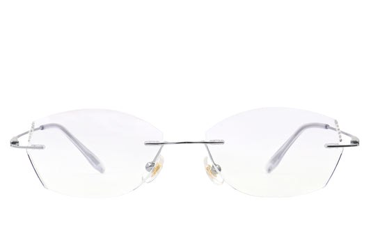 Amethyst lavender rimless glasses - side view