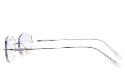 Amethyst lavender rimless glasses - detail view