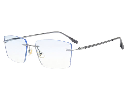 BluePearl blue rimless glasses - front view