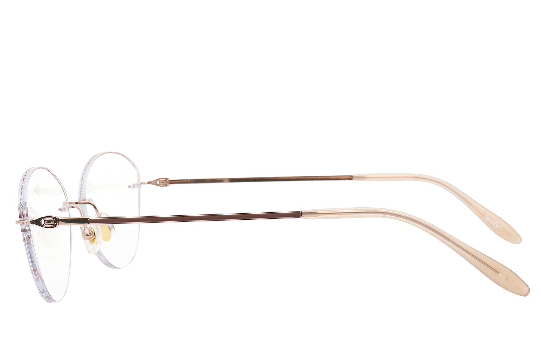 SoftGlow cat-eye rimless glasses - detail view