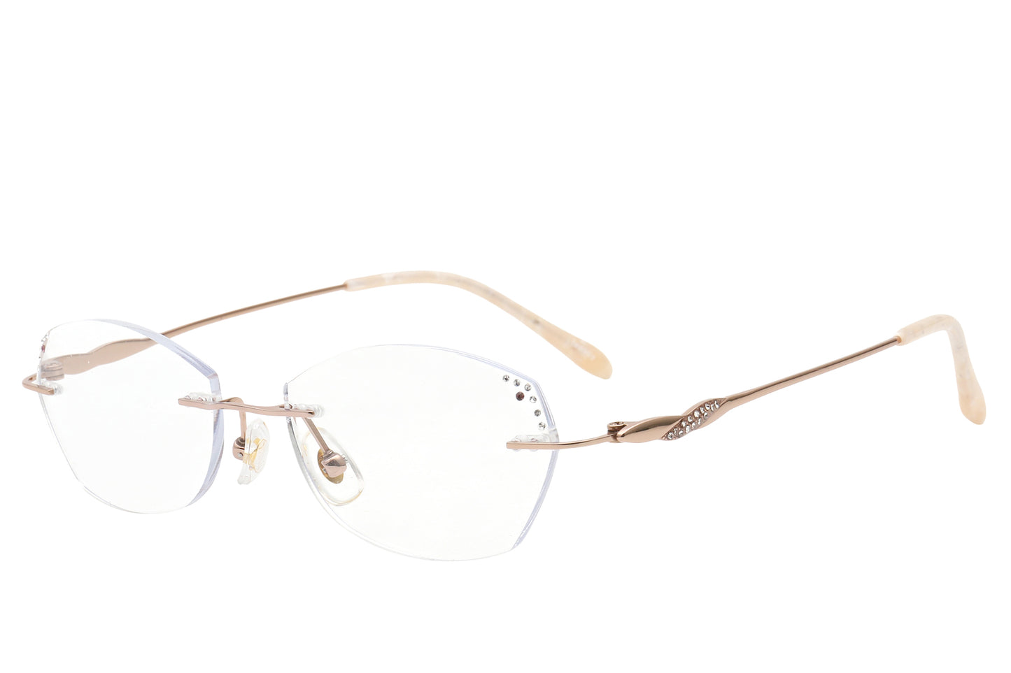 Diamond crystal rimless glasses - front view