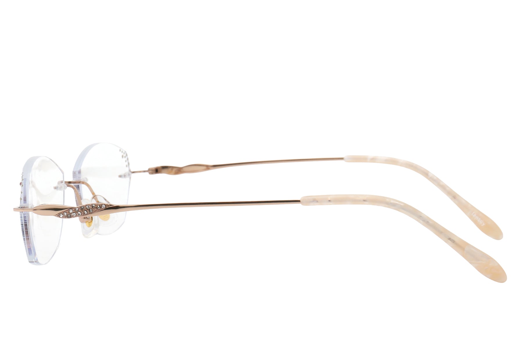 Diamond crystal rimless glasses - detail view