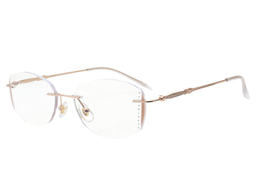 Champagne pink rimless glasses - front view
