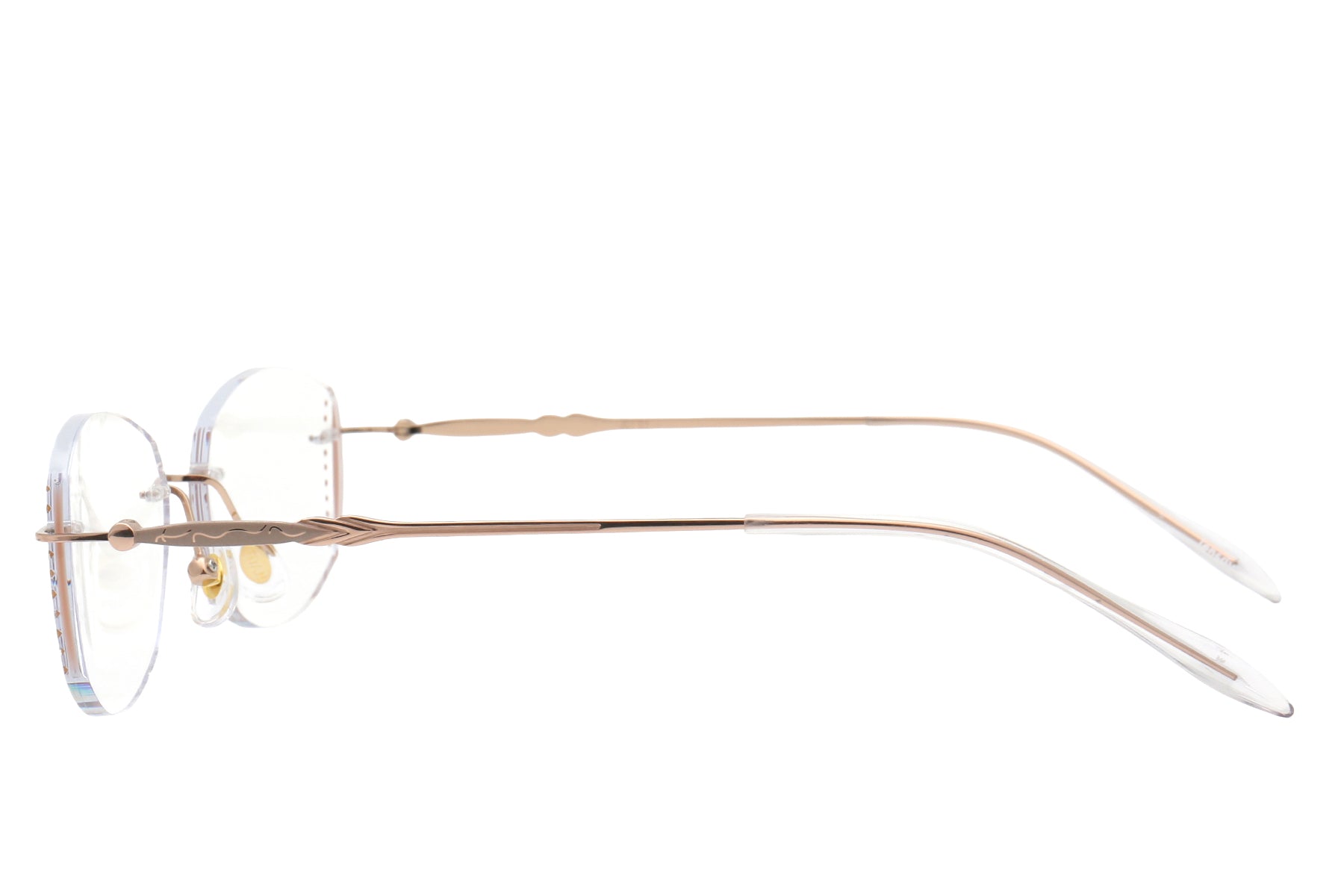 Champagne pink rimless glasses - detail view