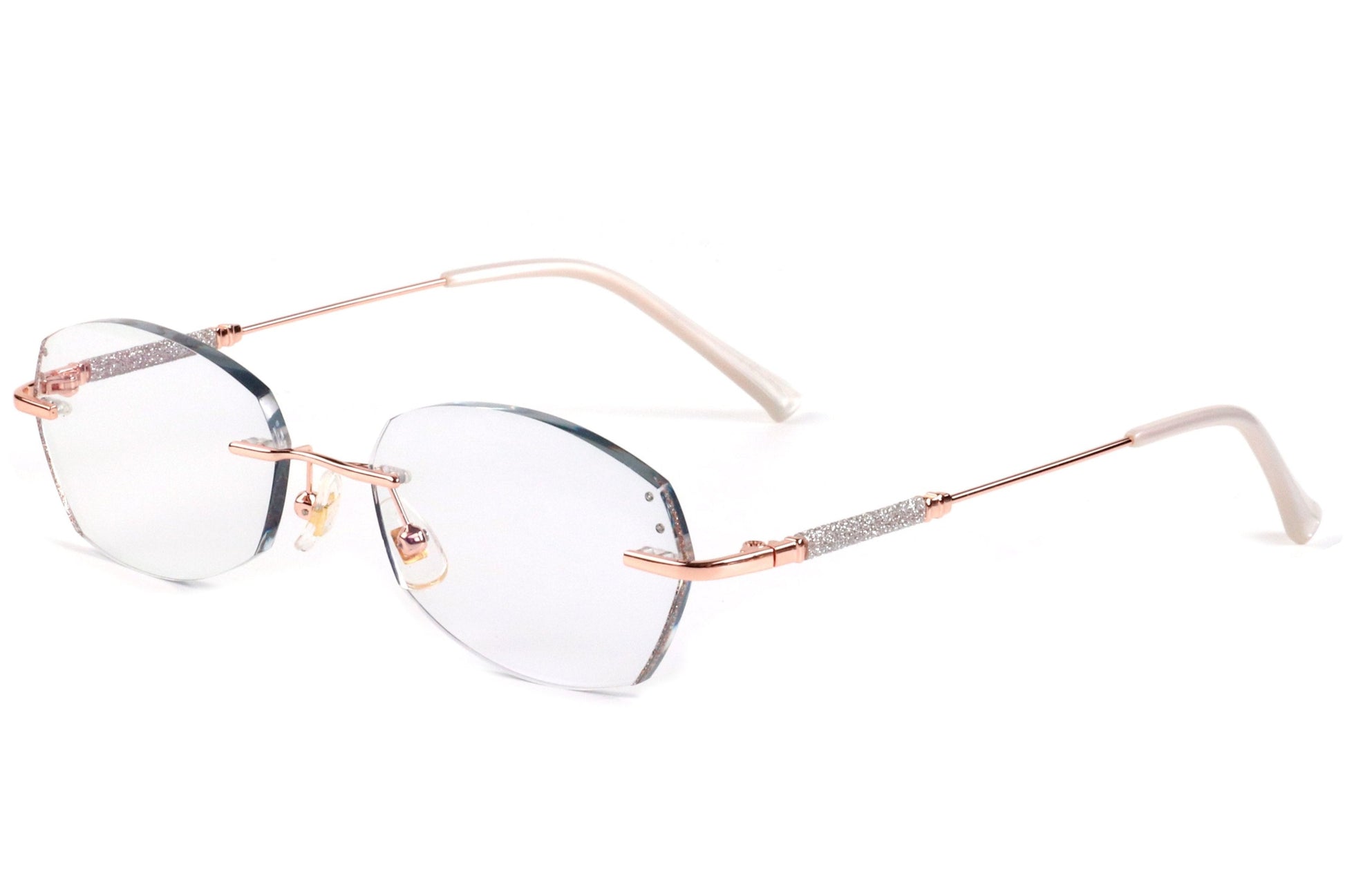 Rimless Eyeglasses Frame - Elegant Rose-Gold Design