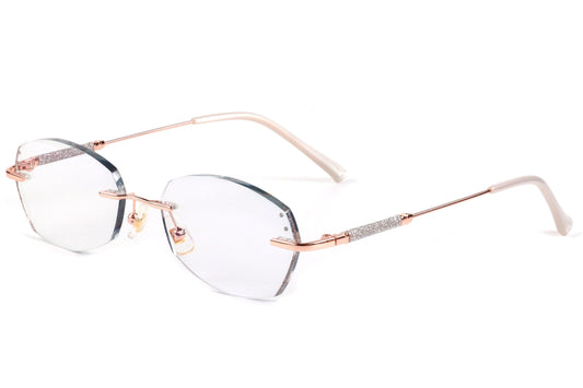 Rimless Eyeglasses Frame - Elegant Rose-Gold Design