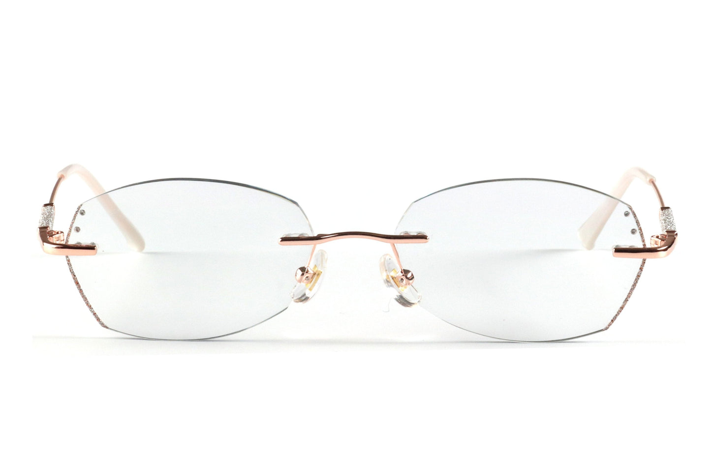 Rimless Eyeglasses Frame - Elegant Rose-Gold Design