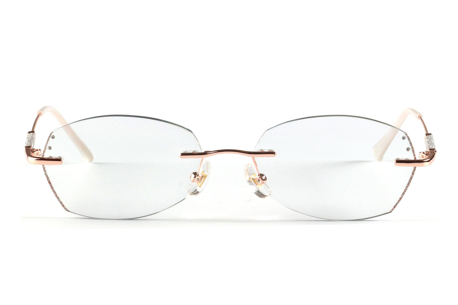 Rimless Eyeglasses Frame - Elegant Rose-Gold Design