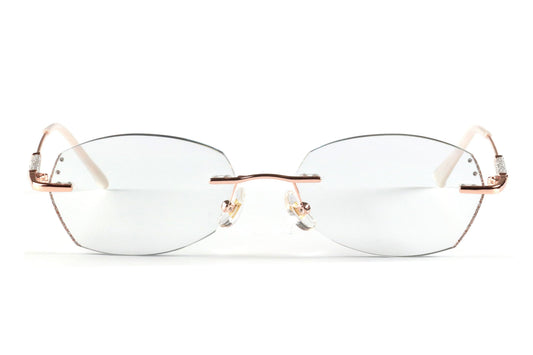 Rimless Eyeglasses Frame - Elegant Rose-Gold Design