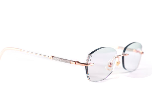 Rimless Eyeglasses Frame - Elegant Rose-Gold Design